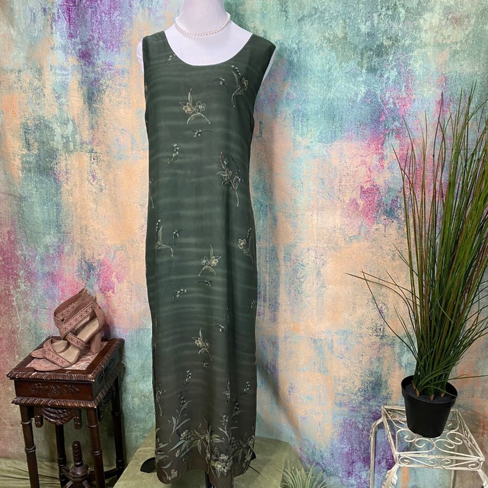 📌Unbranded Reversible Green Floral Paisley Maxi Sleeveless Boho Travel Dress - Picture 2 of 13